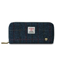Image for Islander Long Rectangular Purse with HARRIS TWEED - Navy Over Check