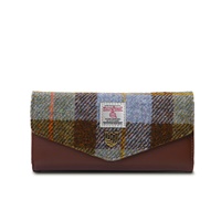 Image for Islander Large Clasp Purse with HARRIS TWEED - Chestnut and Blue Tartan