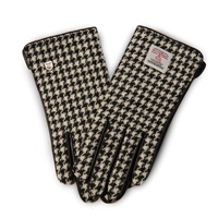 Image for Islander Ladies Gloves with HARRIS TWEED - Black and White Dogtooth