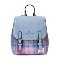 Islander Mini Jura Backpack with HARRIS TWEED - Pink and Blue Tartan