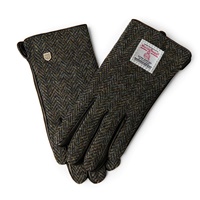 Image for Islander Gents Gloves with HARRIS TWEED - Black and Grey Herringbone