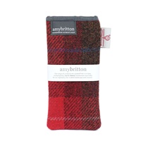 Image for Highland Range Harris Tweed Regular Glasses Case, Red Plaid