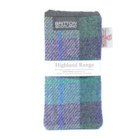 Highland Range Harris Tweed Regular Glasses Case, Blue Green Plaid