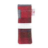 Highland Range Harris Tweed Slim Glasses Case, Red Plaid