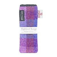 Highland Range Harris Tweed Slim Glasses Case, Pink Lavender Plaid