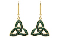 Image for 14kt Gold Vermeil Malachite Trinity Drop Earrings