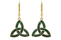 Image for 14kt Gold Vermeil Malachite Trinity Drop Earrings