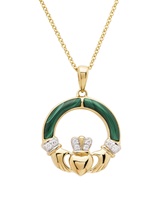 Image for 14kt Gold Vermeil Malachite Claddagh Pendant