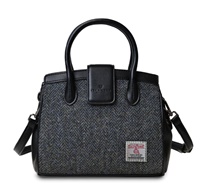 Image for Islander Mini Tiree Tote with HARRIS TWEED - Black and Grey Herringbone