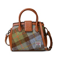 Image for Islander Mini Tiree Tote with HARRIS TWEED - Chestnut Blue Tartan