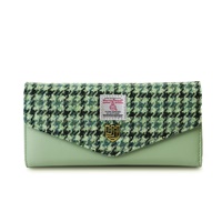Image for Islander Large Clasp Purse with HARRIS TWEED - Green Dogtooth