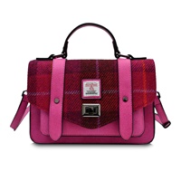 Islander Medium Satchel Bag with HARRIS TWEED - Fuchsia Tartan