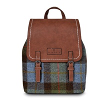 Image for Islander Jura Backpack with HARRIS TWEED - Chestnut and Blue Tartan