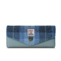 Image for Islander Large Clasp Purse with HARRIS TWEED - Blue Tartan