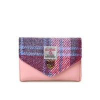 Image for Islander Small Clasp Purse with HARRIS TWEED - Pink/Blue Tartan