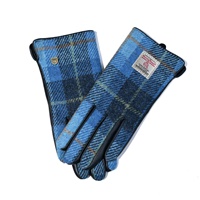 Image for Islander Ladies Gloves with HARRIS TWEED - Blue Tartan