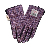 Image for Islander Ladies Gloves with HARRIS TWEED - Violet Mini Dogtooth