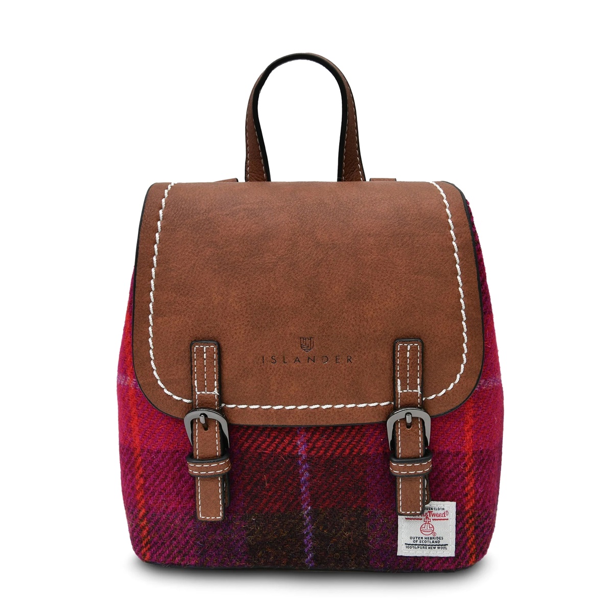 Islander Mini Jura Backpack with HARRIS TWEED Fuchsia Tartan Irish