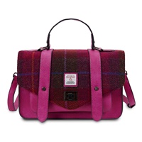 Islander Large Satchel Bag with HARRIS TWEED - Fuchsia Tartan