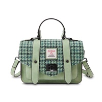 Image for Islander Mini Satchel Bag with HARRIS TWEED - Green Dogtooth