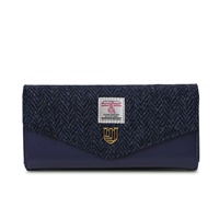 Islander Large Clasp Purse with HARRIS TWEED - Navy Herringbone