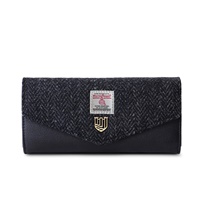 Image for Islander Large Clasp Purse with HARRIS TWEED - Black Herringbone