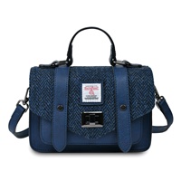 Image for Islander Mini Satchel Bag with HARRIS TWEED - Navy Herringbone