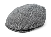 Hanna Tweed Vintage Snap Cap, Black & White Herringbone