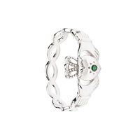Image for Sterling Silver Claddagh Ring with Green Cubic Zirconia