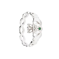 Sterling Silver Claddagh Ring with Green Cubic Zirconia