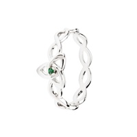 Sterling Silver Trinity Knot Ring with Green Cubic Zirconia