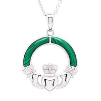 Image for Sterling Silver Claddagh with Malachite Pendant