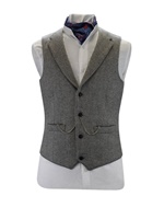 Mens Tweed Grey Striped Pattern Waistcoat