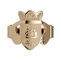 Image for 10K Yellow Ladies Family Coat of Arms Claddagh Ring