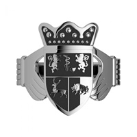 Image for Silver Mens Family Coat of Arms Claddagh Ring