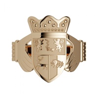 Image for 10K Yellow Mens Family Coat of Arms Claddagh Ring