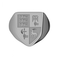 Image for 14K White Gold Mens Heavy Shield Coat of Arms Ring