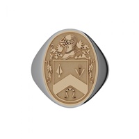 Image for Family Coat Of Arms Sterling Silver and 10K Gold Ring Large Sized Oval