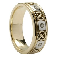 14K Yellow Gold Diamond Celtic Knotwork Wedding Ring