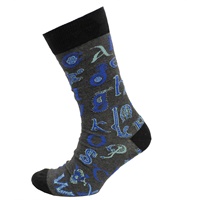 Book Of Kells Celtic Alphabet Mens Socks, Grey/Blue