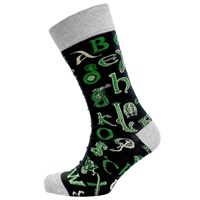 Image for Book Of Kells Celtic Alphabet Mens Socks, Black/Green