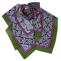 Image for Book of Kells Celtic Square Silk Scarf, Red/Green/Lilac