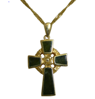 Image for 14K Yellow Gold and Connemara Marble Celtic Cross