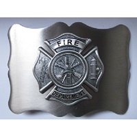 GM Belt Antique Silver Finish Fire Department Buckle