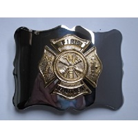 Image for GM Belt Chrome and Gilt Finish Fire Department Buckle
