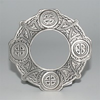 GM Belt Antique Silver Finish Classic Plaid Brooch