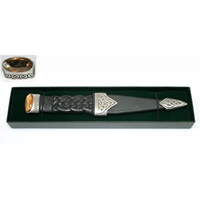 GM Belt Chrome Finish Sgian Dubh Dress with Topaz Stone Top