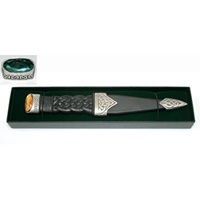 GM Belt Chrome Finish Sgian Dubh Dress with Emerald Stone Top