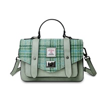 Image for Islander Medium Satchel Bag with HARRIS TWEED - Mint Check