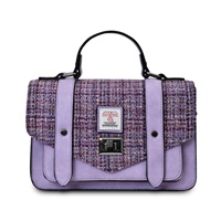 Image for Islander Medium Satchel Bag with HARRIS TWEED - Violet Mini Dogtooth